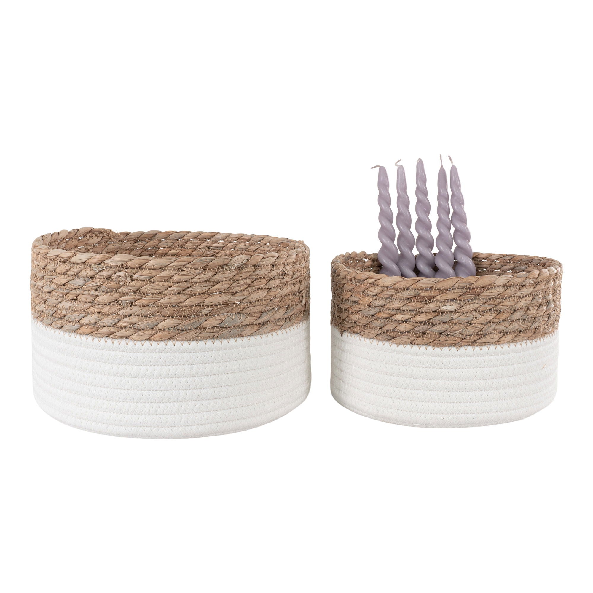 Farbe Tanta Baskets – Aufbewahrungskörbe aus Baumwolle und Schilfroptik, weiß/natur, Set aus 2